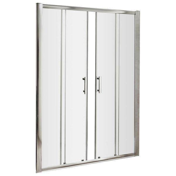Nuie Pacific Double Sliding Shower Door - Reversible - Polished Chrome Frame