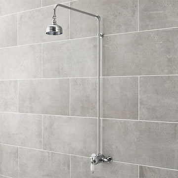 Nuie Traditional Rigid Riser with Swivel Shower Head - 1025mm High