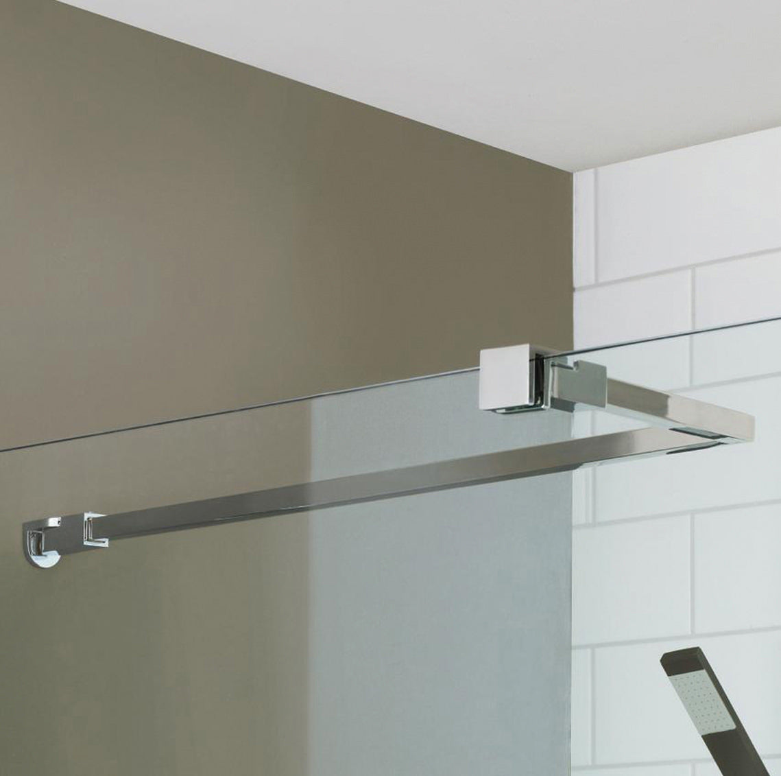 Chrome Nuie Universal Wetroom Stabilising Bar with adjustable design for safety and support in modern showers.