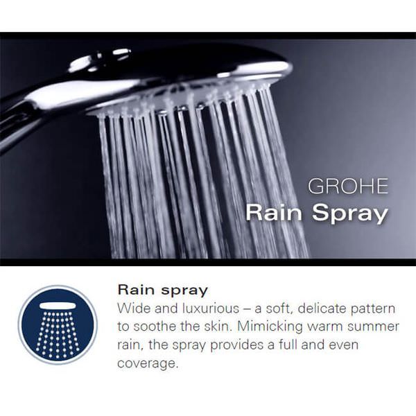 Grohe Euphoria-Cube Square Chrome Overhead Rainshower with Ball Joint - 150 x 150mm - Single Spray