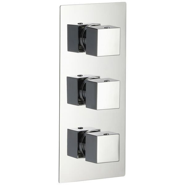 Imex Bloque2 Chrome Concealed Thermostatic Shower Valve - Rectangular Trim - 3 Control