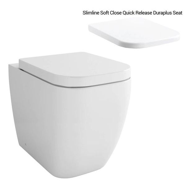 Tuskan Tiles IMEX Essence white back-to-wall WC pan with seat, modern design, 345x520mm bathroom toilet fixture