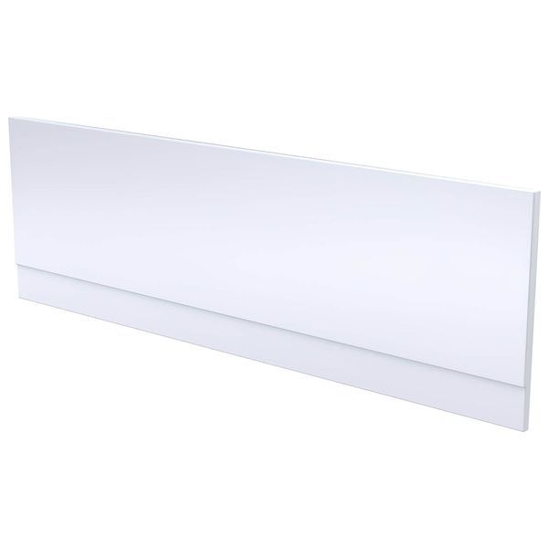 White acrylic front bath panel by Nuie, straight design, for bathtub enclosure, showcasing smooth finish and clean lines.