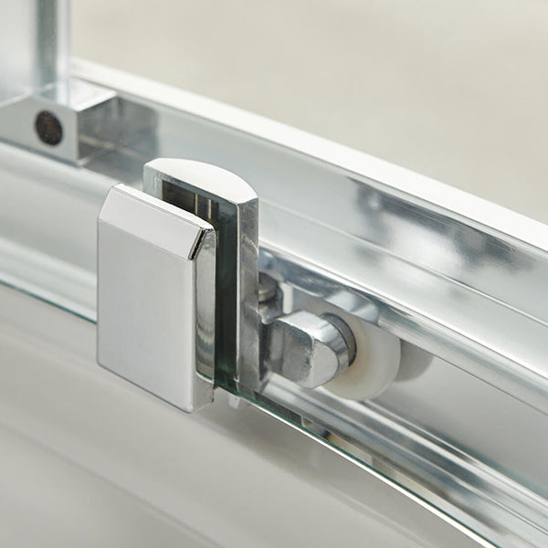 Nuie Pacific sliding D-shaped quadrant shower enclosure with two doors, chrome finish, 1050x925mm for modern bathroom use