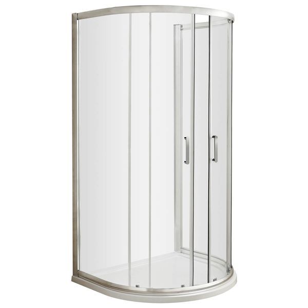 Nuie Pacific D-Shaped Quadrant Shower Enclosure with 2 sliding doors, chrome finish, 1050 x 925mm, modern bathroom shower.