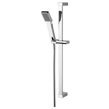 Nuie Rectangular Chrome Shower Rail Kit with Handset - 700mm High