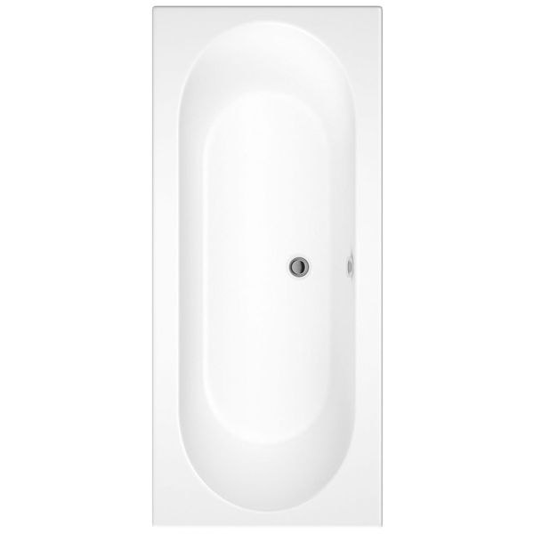 Nuie Otley white acrylic double-ended bath with legs, 4mm thick, un-drilled, ideal for modern bathroom installations.