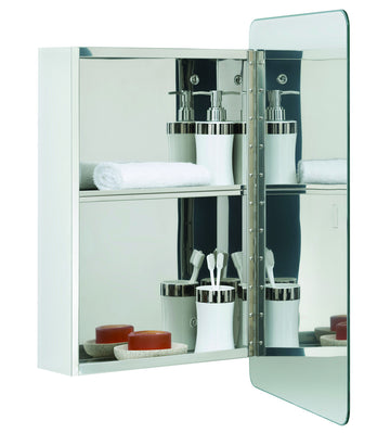 RAK Uno Hinged Stainless Steel Cabinet - Reversible Mirrored Door - 460 x 660mm - Tuskan Tiles
