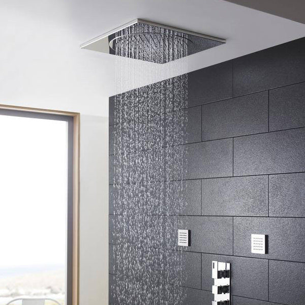 Hudson Reed Square Fixed Ceiling Tile Shower Head - Chrome - Stainless Steel - 1 Spray Mode