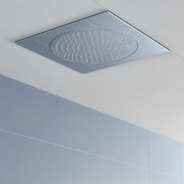 Hudson Reed Square Fixed Ceiling Tile Shower Head - Chrome - Stainless Steel - 1 Spray Mode
