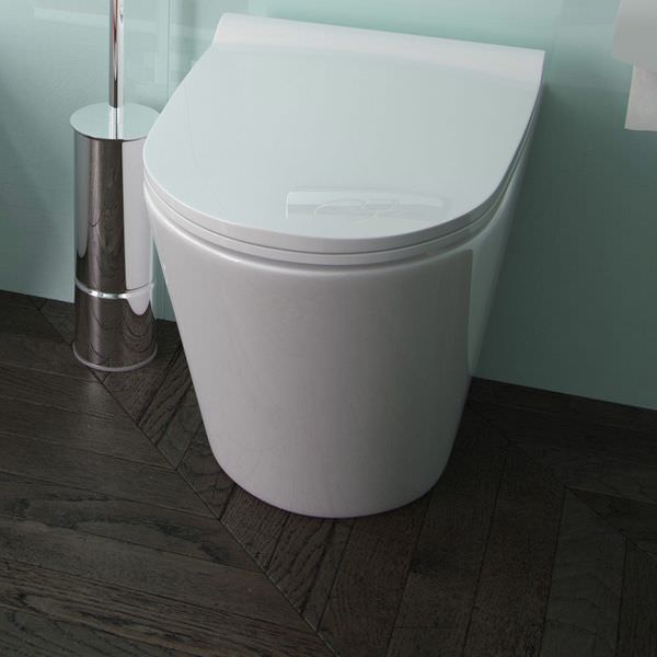 White IMEX Arco Slimline Contour soft-close toilet seat with quick-release hinges, made from durable Duraplast material.