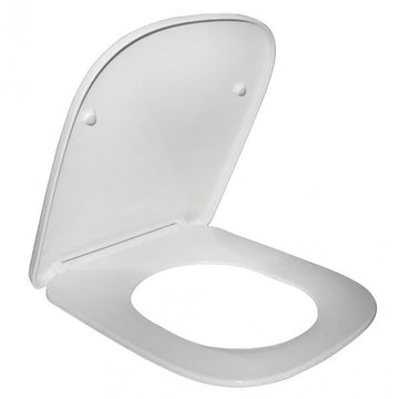 White IMEX Grace Duraplus slimline soft-close toilet seat with quick-release hinges, designed for durable comfort and easy cleaning.