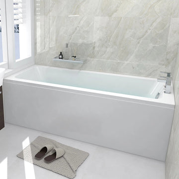 White IMEX Quadro single-ended bath with legs, 1300x700mm, featuring a sleek design and sturdy leg set for modern bathrooms.