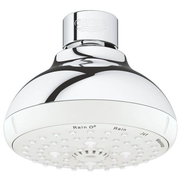 Grohe New Tempesta Round Chrome Shower Head with Ball Joint - 100 x 100mm - 4 Spray Modes
