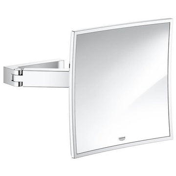 Grohe Selection Cube Square Wall-Hung Cosmetic Mirror - 3x Zoom - Chrome Finish - 224mm Wide