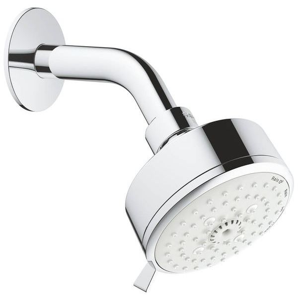 Grohe Tempesta Cosmopolitan-100 Round Chrome Shower Head with Arm - Swivel - 4 Spray Mode