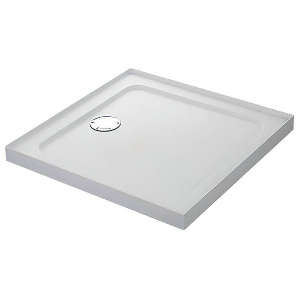 Mira Flight Safe Low-Profile White Square Anti-Slip Shower Tray with Waste - 62mm High - ABS Acrylic-Capped Stone Resin