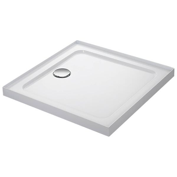 Mira Flight Low Profile White Square Shower Tray with Waste - 4 Up-Stand - ABS Acrylic-Capped