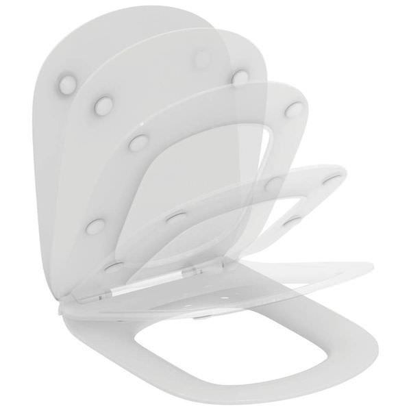 Ideal Standard Tesi Slim white toilet seat and cover, 370x450mm, with a sleek design and durable finish.