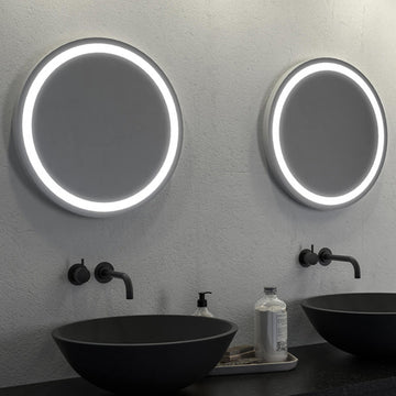Sensio Aria Round Diffused LED Borderlit Illuminated Mirror with Demister Pad - 500 x 500mm