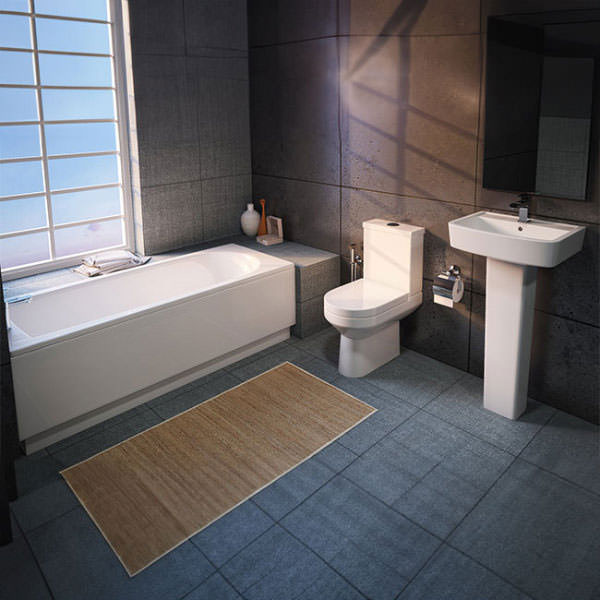 Nuie Vancouver small white contemporary bathroom suite with modern toilet and sink, stylish for compact bathroom spaces