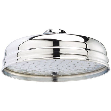 Bayswater Apron Traditional Round Fixed Chrome Shower Head - 195 x 195mm - Single Spray Mode