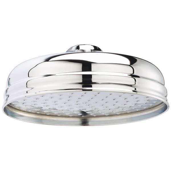 Bayswater Apron Traditional Round Fixed Chrome Shower Head - 195 x 195mm - Single Spray Mode