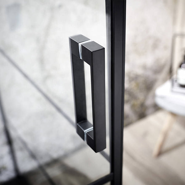 Aquaglass Velar Matt Black Corner Entry Pivot Door Shower Cubicle - Aluminium Frame