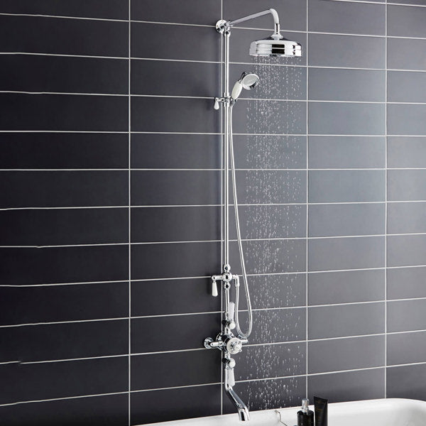 Hudson Reed Topaz Exposed Thermostatic Traditional Shower Mixer Valve with Rigid Riser Kit