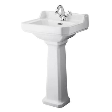 Hudson Reed Richmond White Basin With Comfort Height Pedestal
