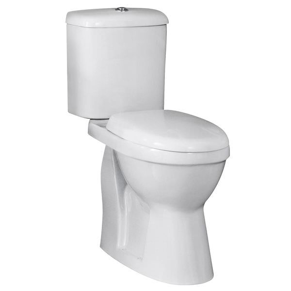 Nuie Doc-M comfort height white toilet with cistern and seat, 360x650mm, modern design, ideal for bathrooms.