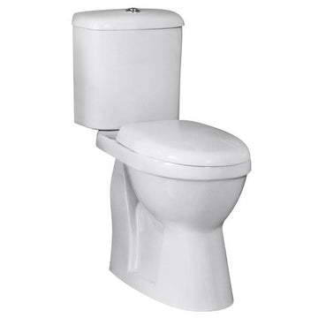 Nuie Doc-M comfort height white toilet with cistern and seat, 360x650mm, modern design, ideal for bathrooms.