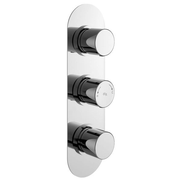 Hudson Reed Chrome Concealed Thermostatic Shower Valve - Oval Trim- 3 Control