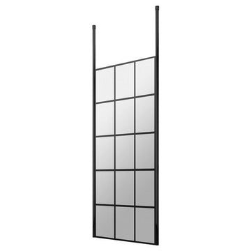 Hudson Reed Black Grid Wetroom Shower Screen with Ceiling Post - Aluminium Frame