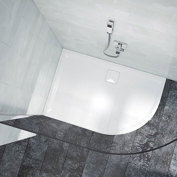 Merlyn Level25 White Curved Shower Tray with Waste 900 x 900mm - ABS Acrylic-Capped Stone Resin