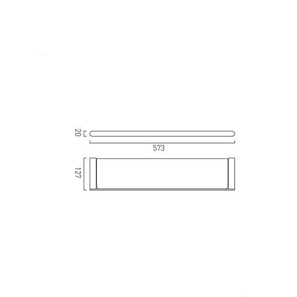 Vado Photon 573mm clear glass shelf mounted on wall, showcasing sleek modern design for bathroom or living space.