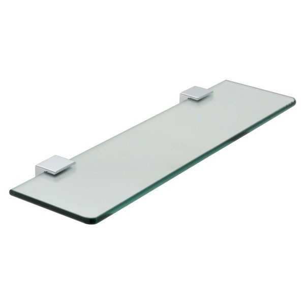 Frosted glass shelf by Tuskan Tiles, Vado Phase 558mm wall-mounted bathroom shelf with sleek design and sturdy construction.