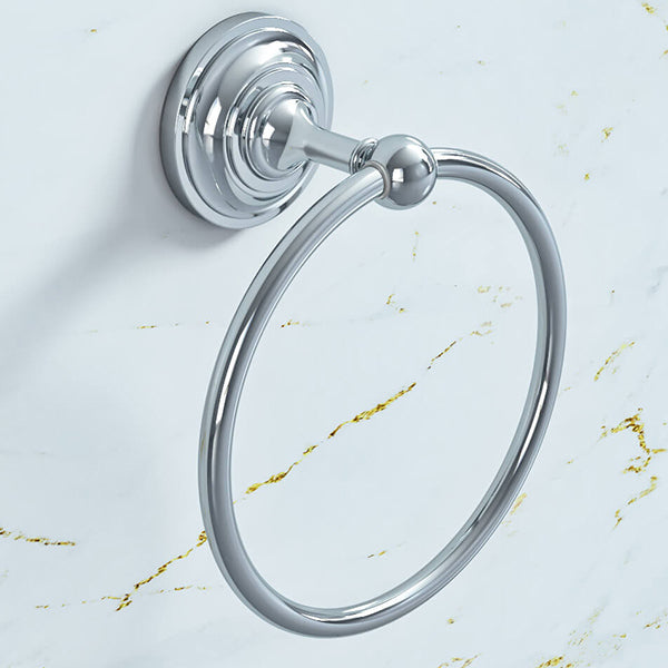 Chrome Hudson Reed traditional towel ring by Tuskan Tiles, featuring a classic design for bathroom accessories.