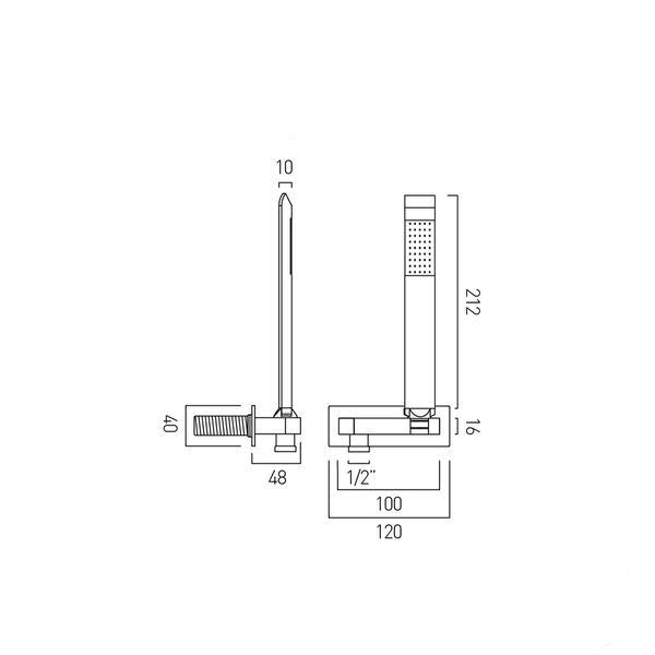 Vado Omika Chrome Shower Handset Kit with Bracket and Outlet - 1 Spray Mode