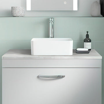 Nuie Vessel 365 x 235mm Rectangular White Counter Top Basin