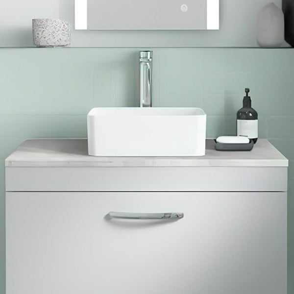Nuie Vessel 365 x 235mm Rectangular White Counter Top Basin