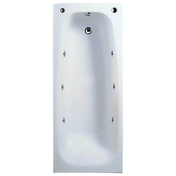 Aqua Atlanta square single-ended standard whirlpool bath by Tuskan Tiles, with smooth edges and built-in jets for relaxing bathing experience.