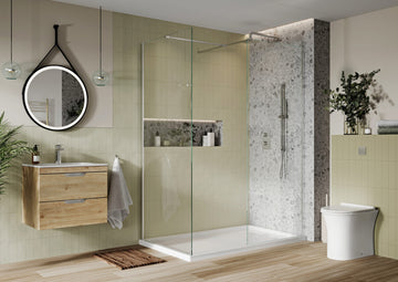 8mm Fluted Glass Wetroom Panel with Profile Pack