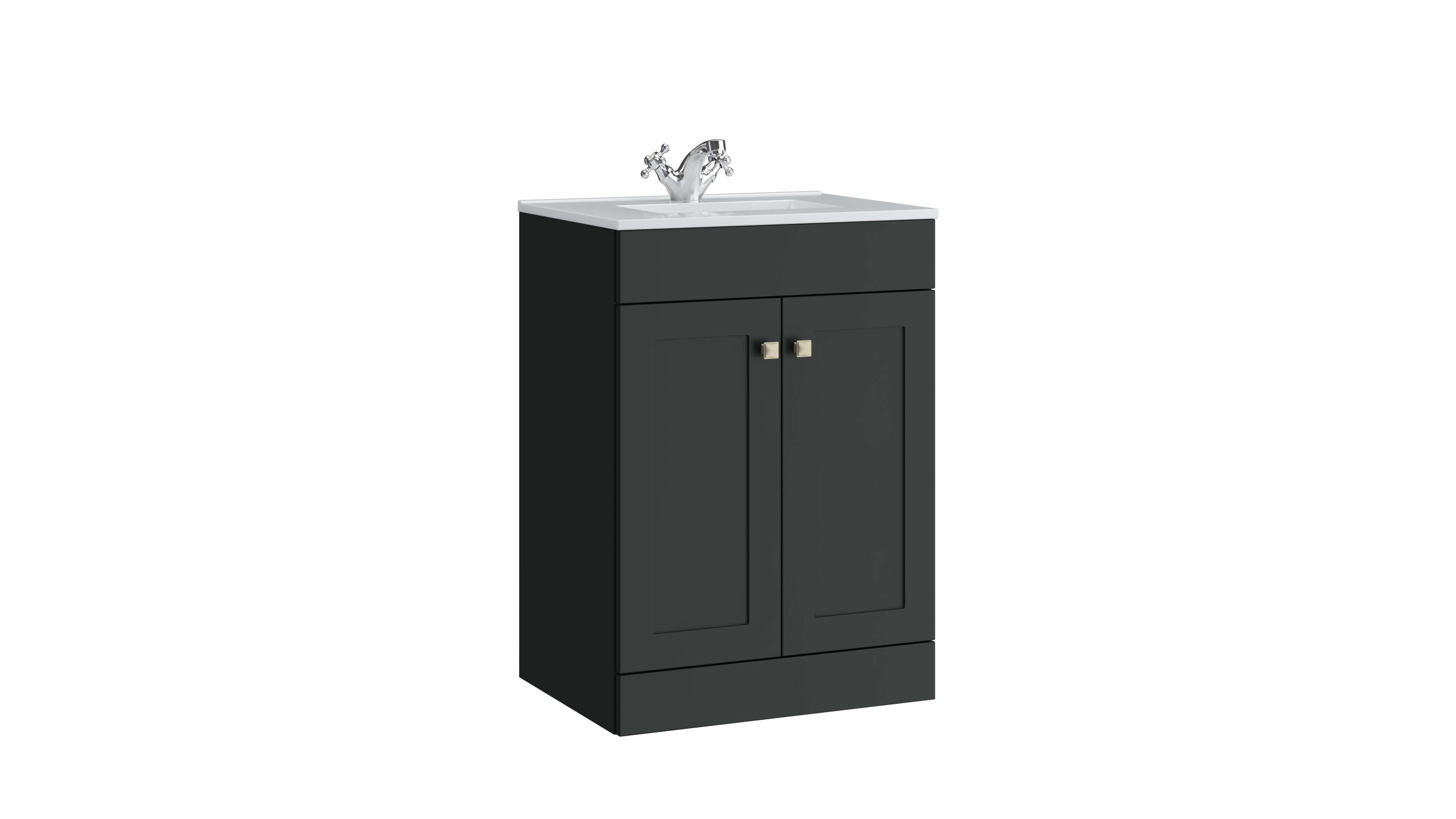 Sanctuary 500mm 2 Door Floor Standing Unit with Ceramic Basin – Matt Anthracite - Tuskan Tiles