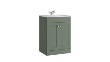 Sanctuary 600mm 2 Door Floor Standing Unit with Ceramic Basin – Corymbia Green - Tuskan Tiles