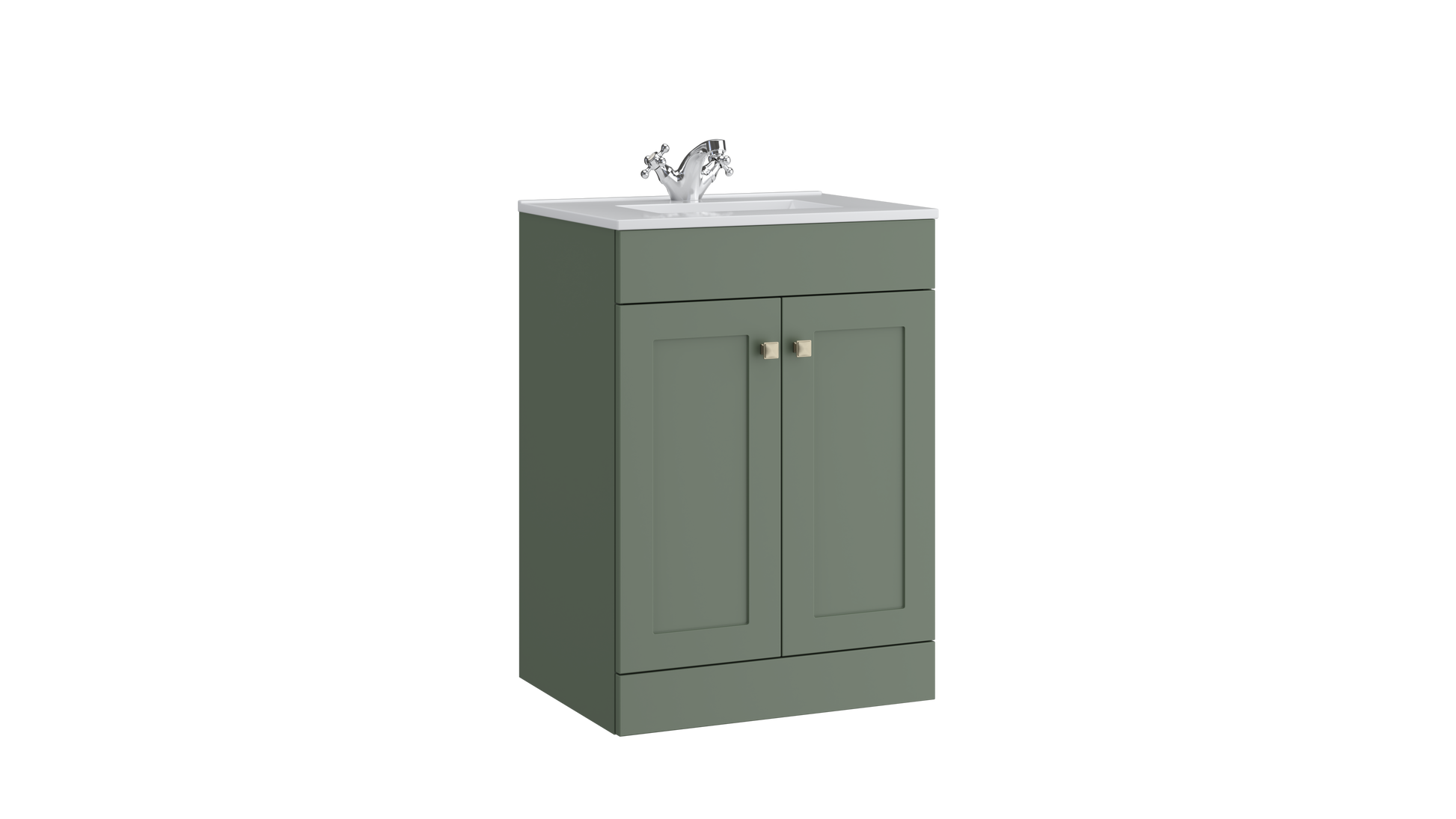 Sanctuary 500mm 2 Door Floor Standing Unit with Ceramic Basin – Corymbia Green - Tuskan Tiles