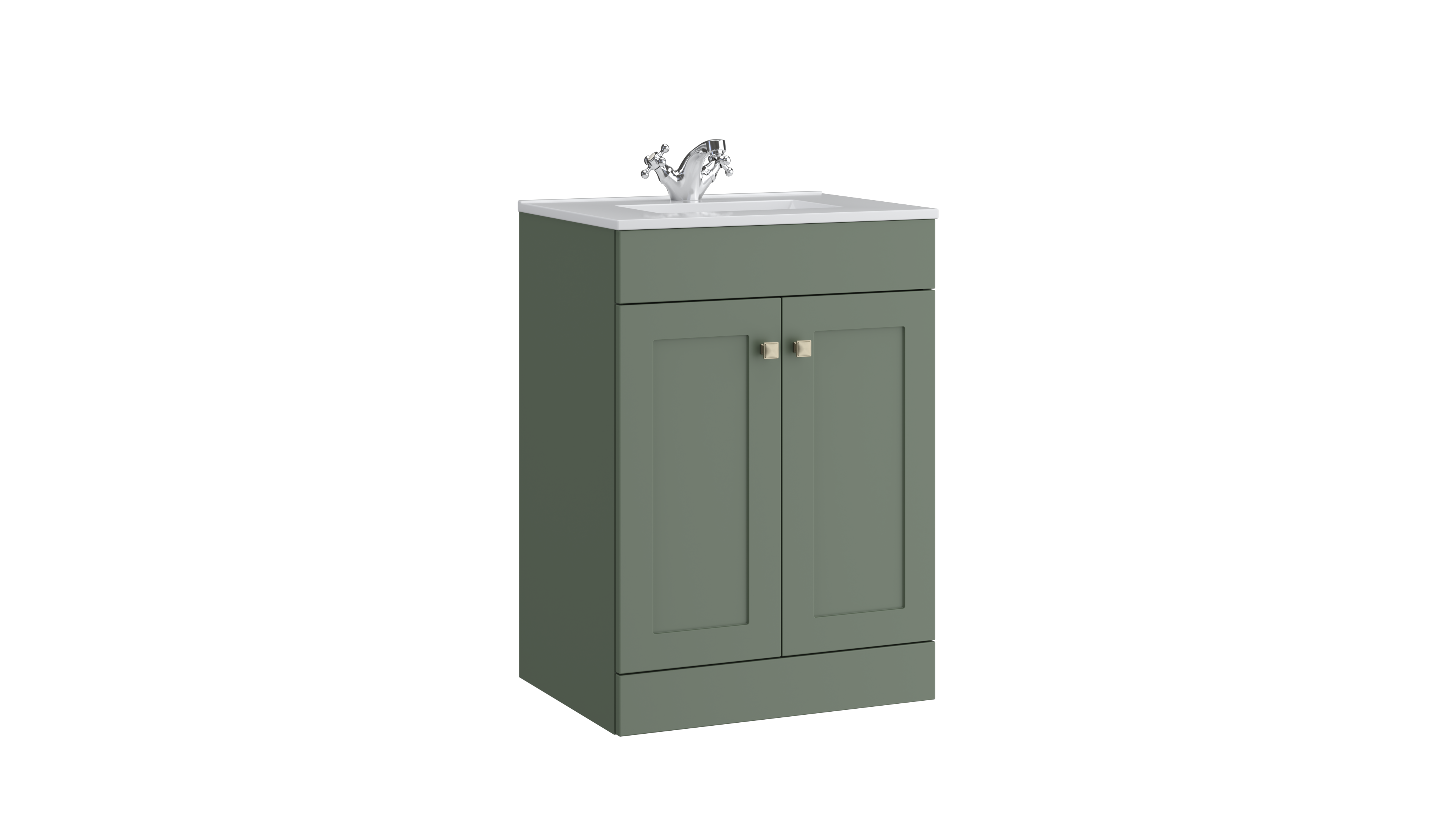 Sanctuary 500mm 2 Door Floor Standing Unit with Ceramic Basin – Corymbia Green - Tuskan Tiles