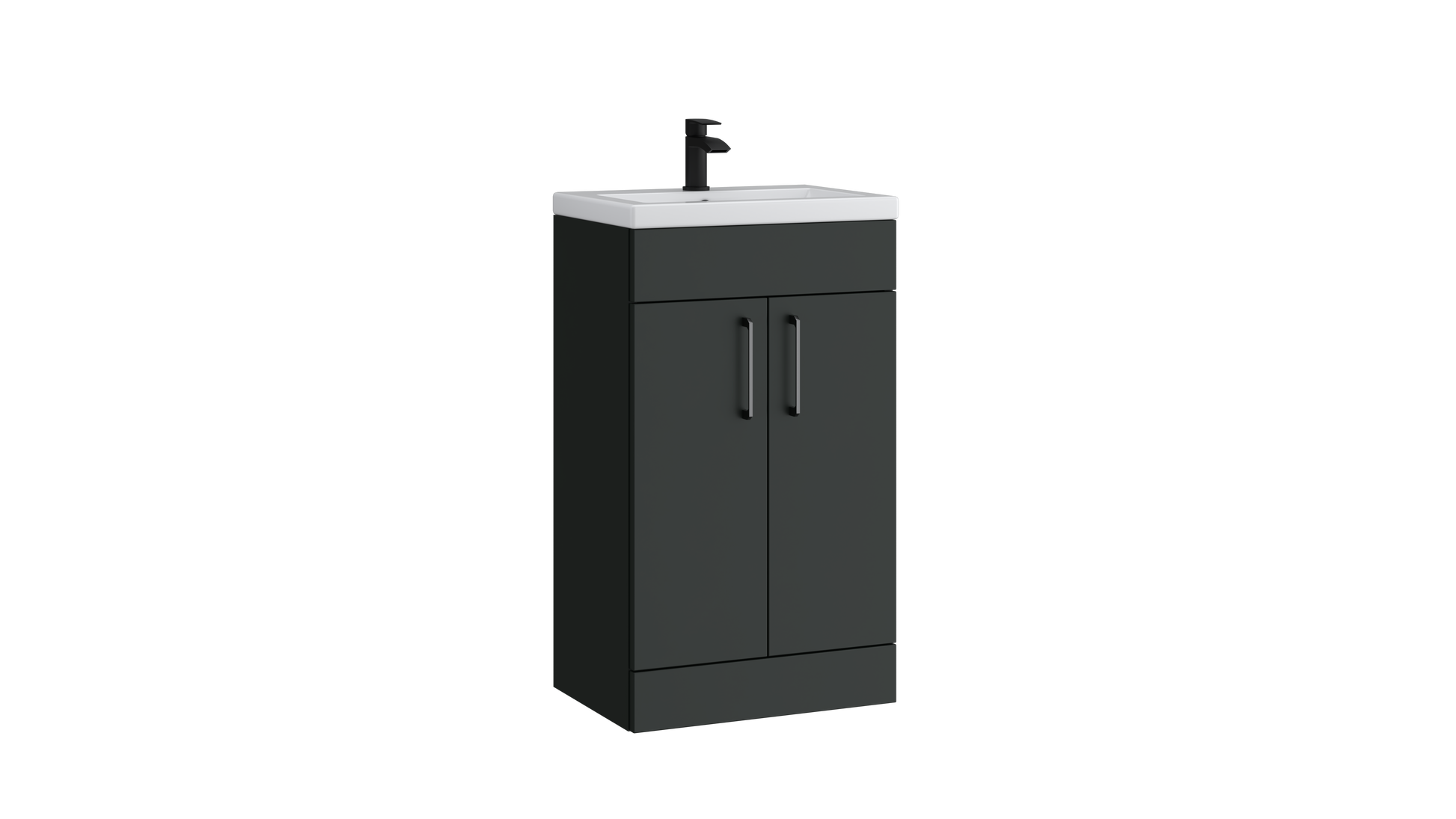 Dove 500mm 2 Door Slimline Floor Standing Unit with Basin – Matt Anthracite - Tuskan Tiles