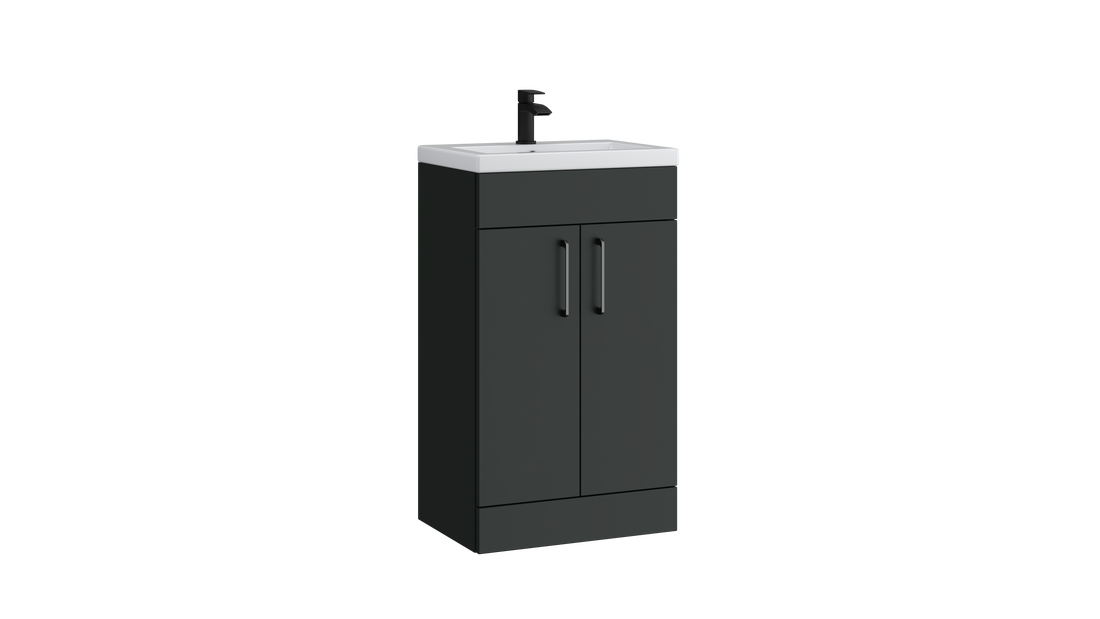 Dove 500mm 2 Door Floor Standing Unit with 500 × 390mm Slim Basin – Matt Anthracite - Tuskan Tiles