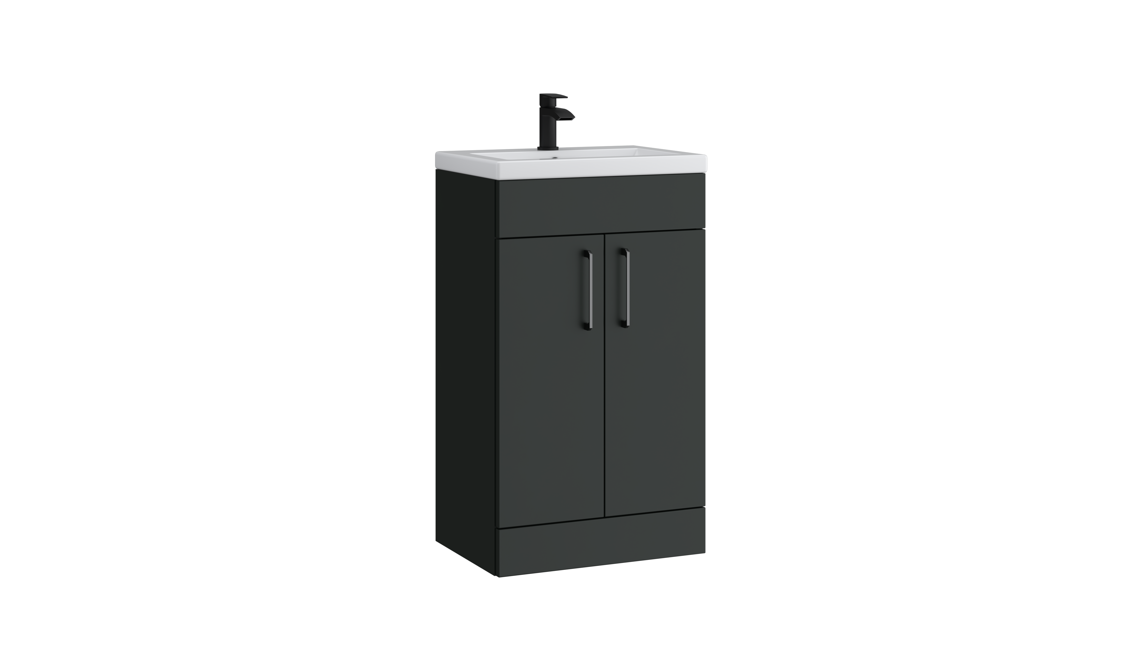 Dove 500mm 2 Door Floor Standing Unit with 500 × 390mm Slim Basin – Matt Anthracite - Tuskan Tiles
